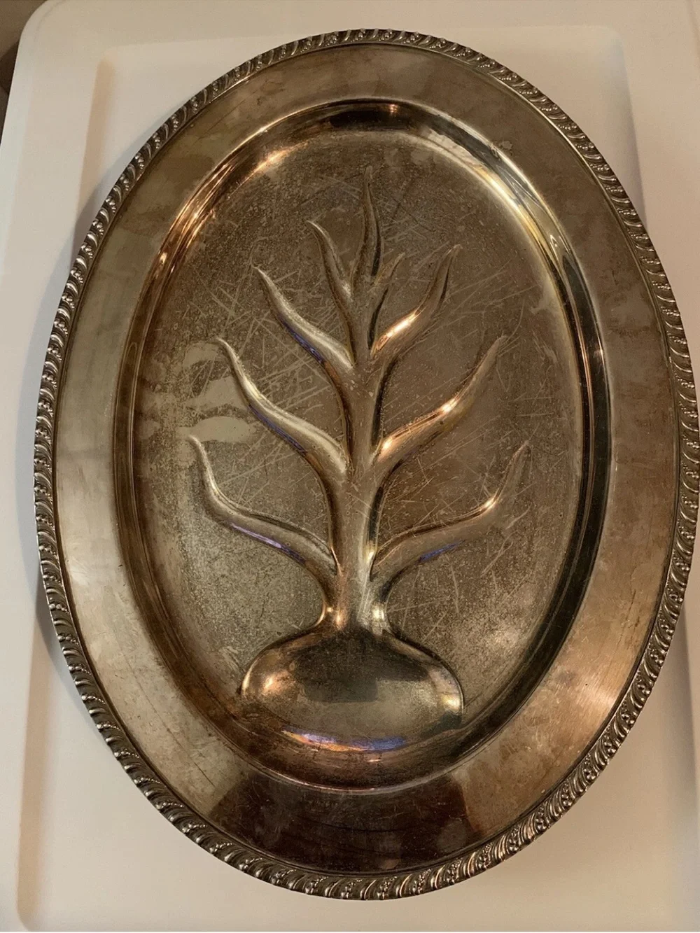 Avon Wm Rogers Silver Tone Oval Serving Platter - Silver